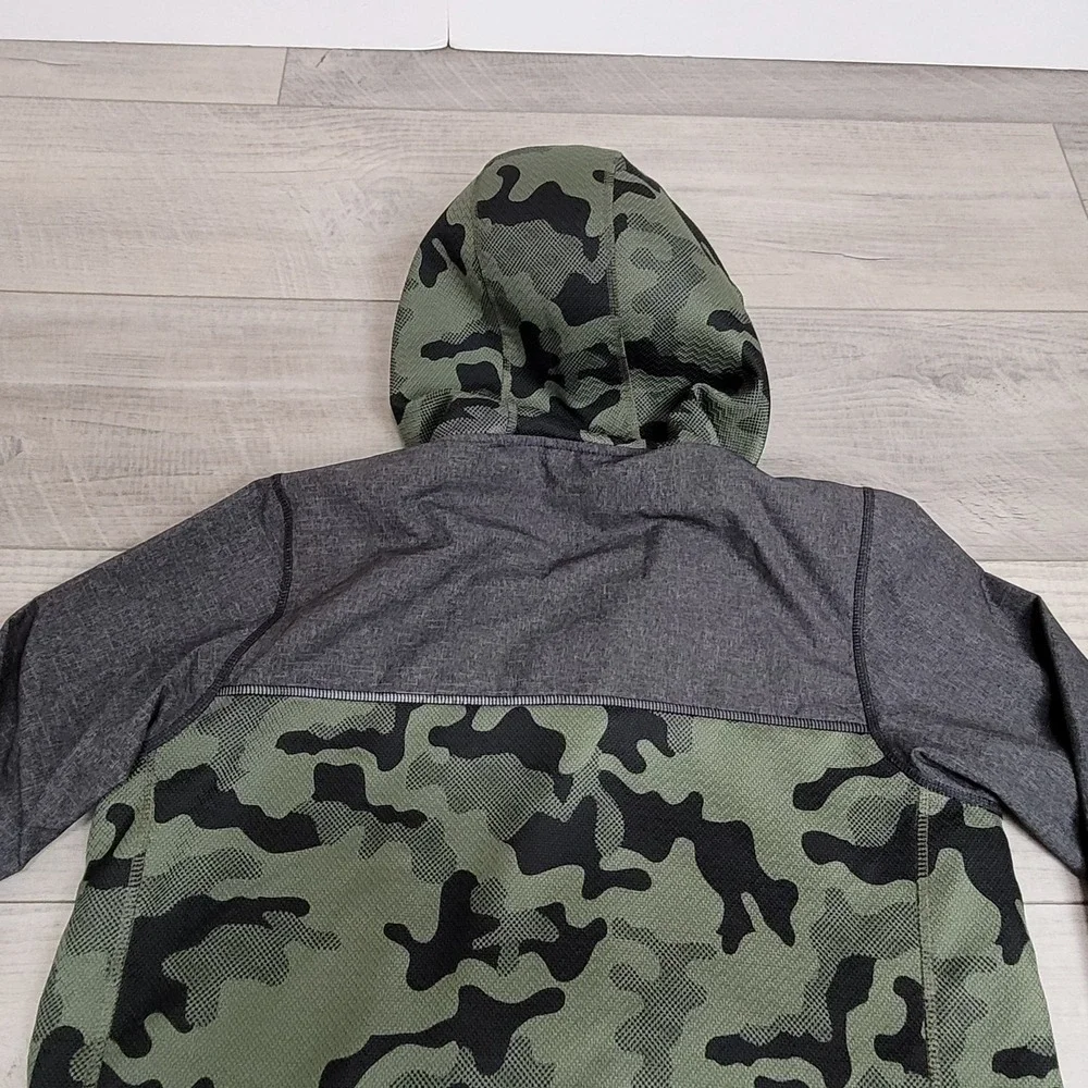 Adidas Men's Medium Camo Fleece-Lined Hooded Jacket – Full Zip Reflective Detail
